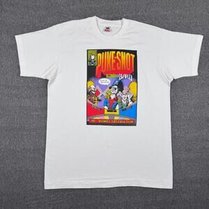 Vintage Puke N Snot T-Shirt Men's‎ XL White Vowel Obstruction Comedy Comic 90s